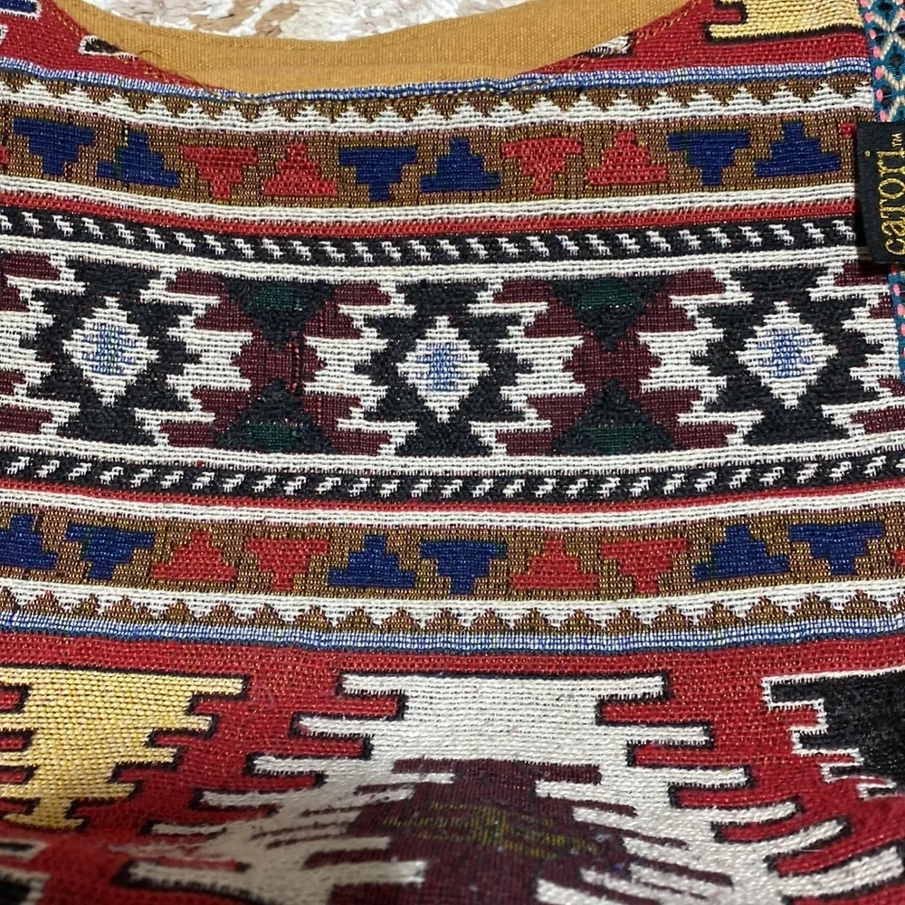 Catori Southwestern Geometric Print Fabric Shoulder Purse Bag Medallion Charm​​